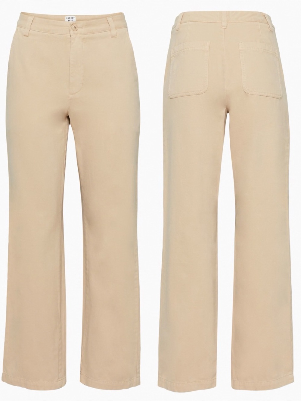 Aritzia Sunday Best Jaden Chino Pants Sz 12 Beige Khaki Neutral Organic Cotton